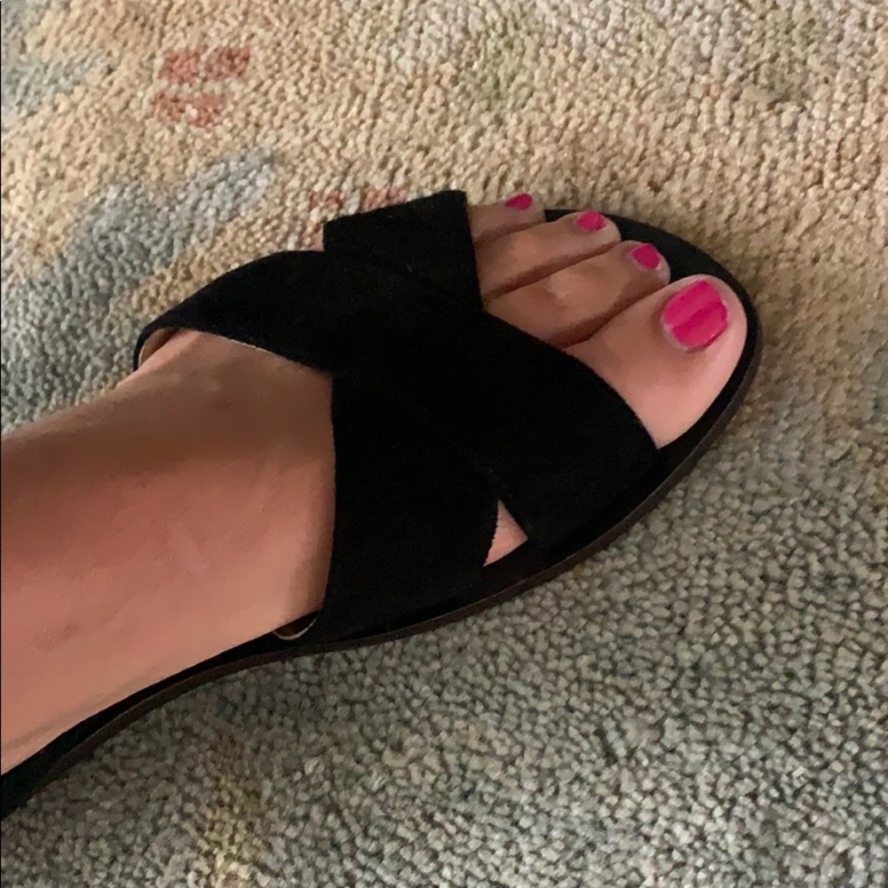 Jcrew black suede sandals